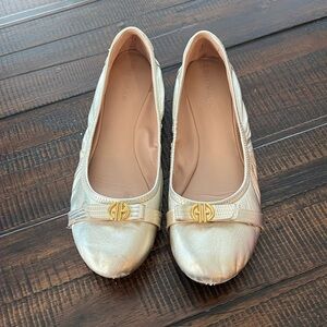 Cole Haan Metallic Ballet Flats with Gold Accent